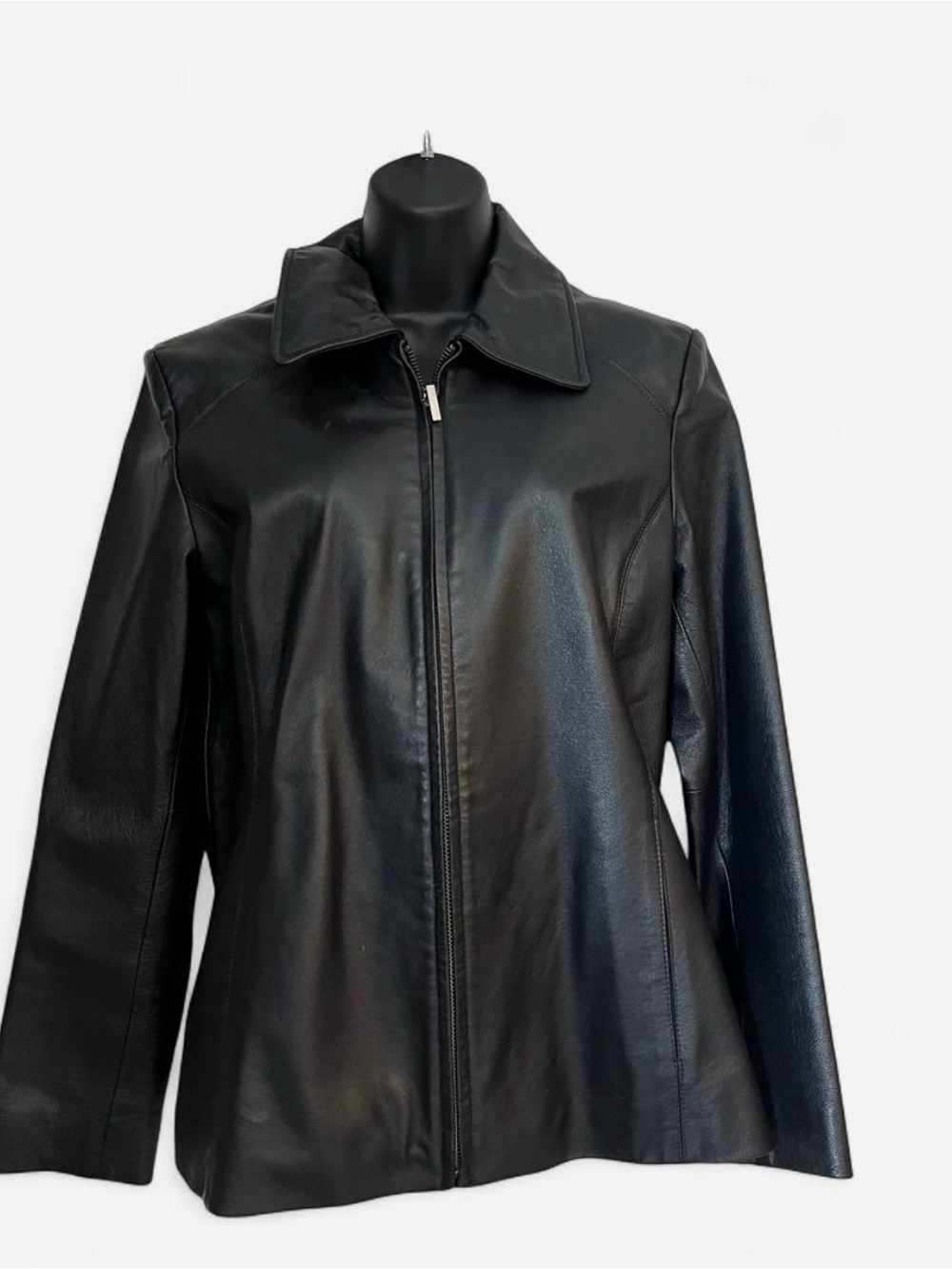 Worthington Black Leather Zip-Front Jacket